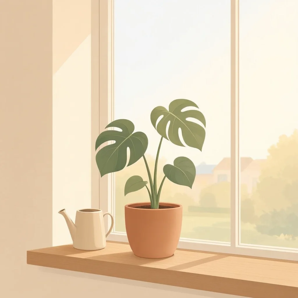 Soft illustration of a plant in morning light representing resilience and recovery during financial hardship and money stress