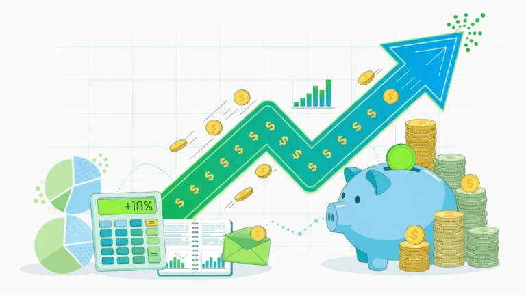 Financial growth illustration showing savings strategies for low income earners with upward trending money symbols