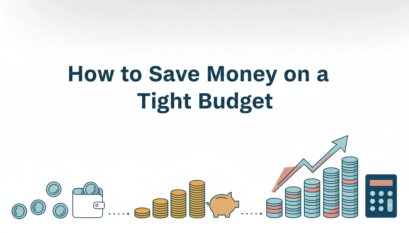 Illustration showing financial progress from small coins to growing savings, representing practical tight budget strategies and money-saving journey
