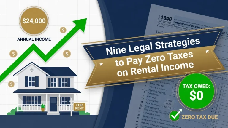 Featured image showing rental property generating $24,000 income with zero tax owed using legal IRS-approved tax strategies