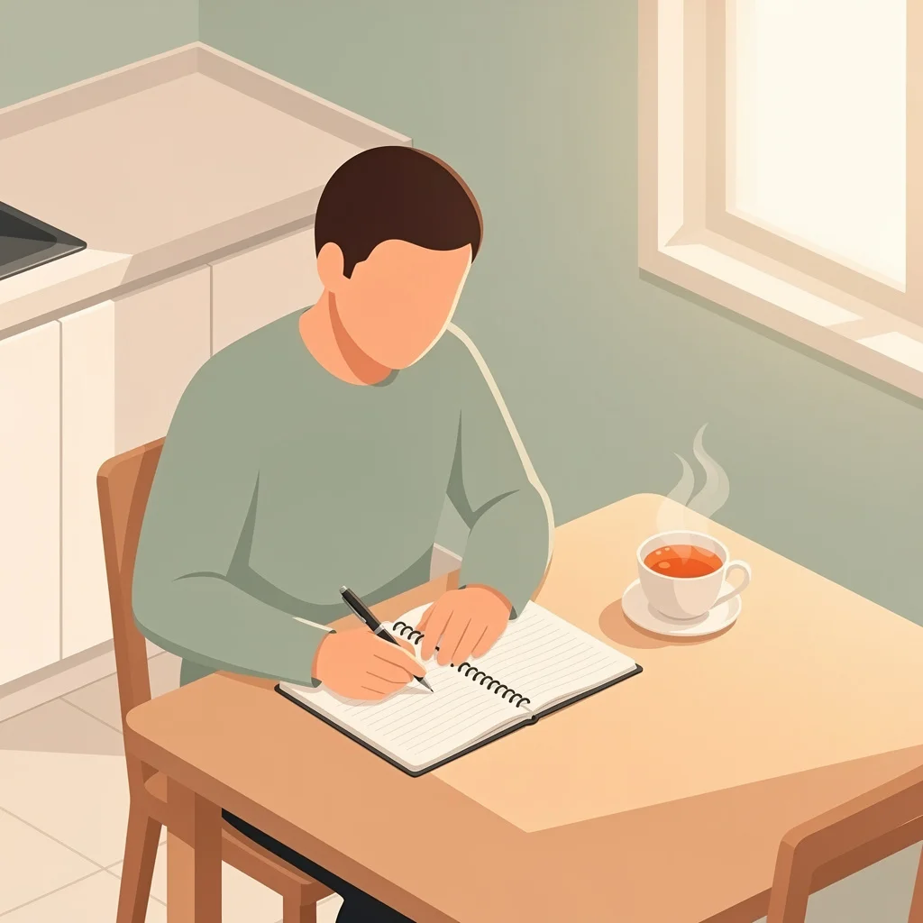 Person sitting at a table with a notebook making a financial plan for what to do when you have no money